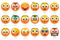 Emoji set. Emoji sticker pack. Human emotions: happy, angry, enamored, surprised, sad, embarrassed, sick, irritated.